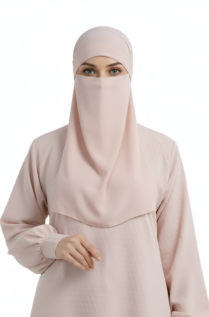Modest Wear Abaya – Blush Soft Nida Burqa with Elastic Cuff Sleeves