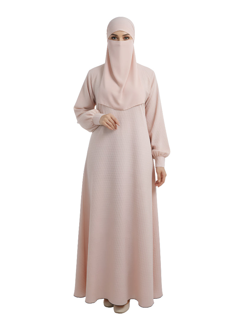 Modest Wear Abaya – Blush Soft Nida Burqa with Elastic Cuff Sleeves