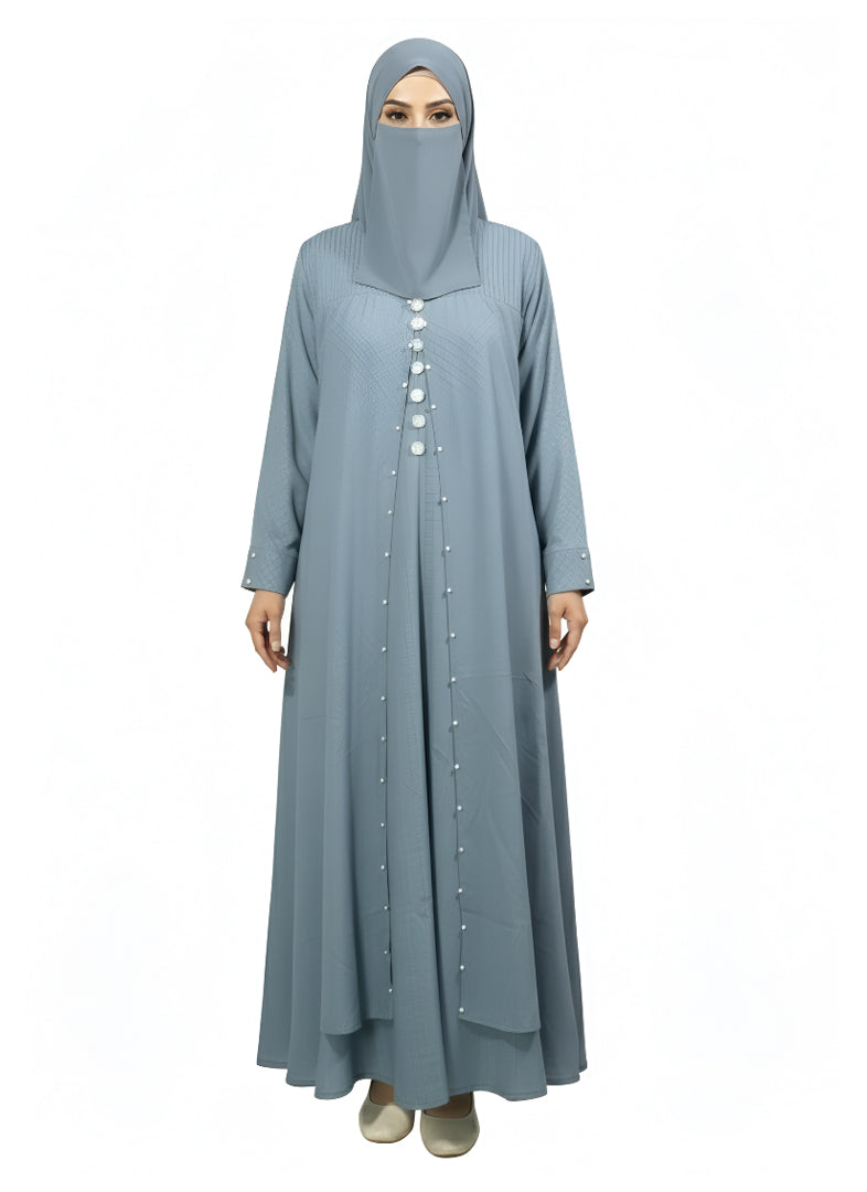 Pearl Front Open Shrug Layered Abaya Burqa