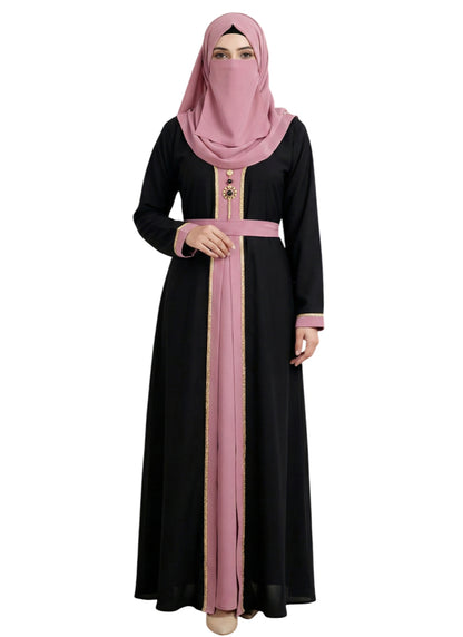 Dusty Rose Layered Burqa | Modest Islamic Clothing with Embroidery