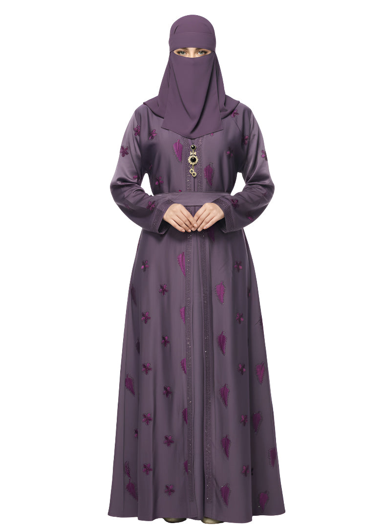 Modest Wear Embroidered Double Shrug Abaya Burqa for Women